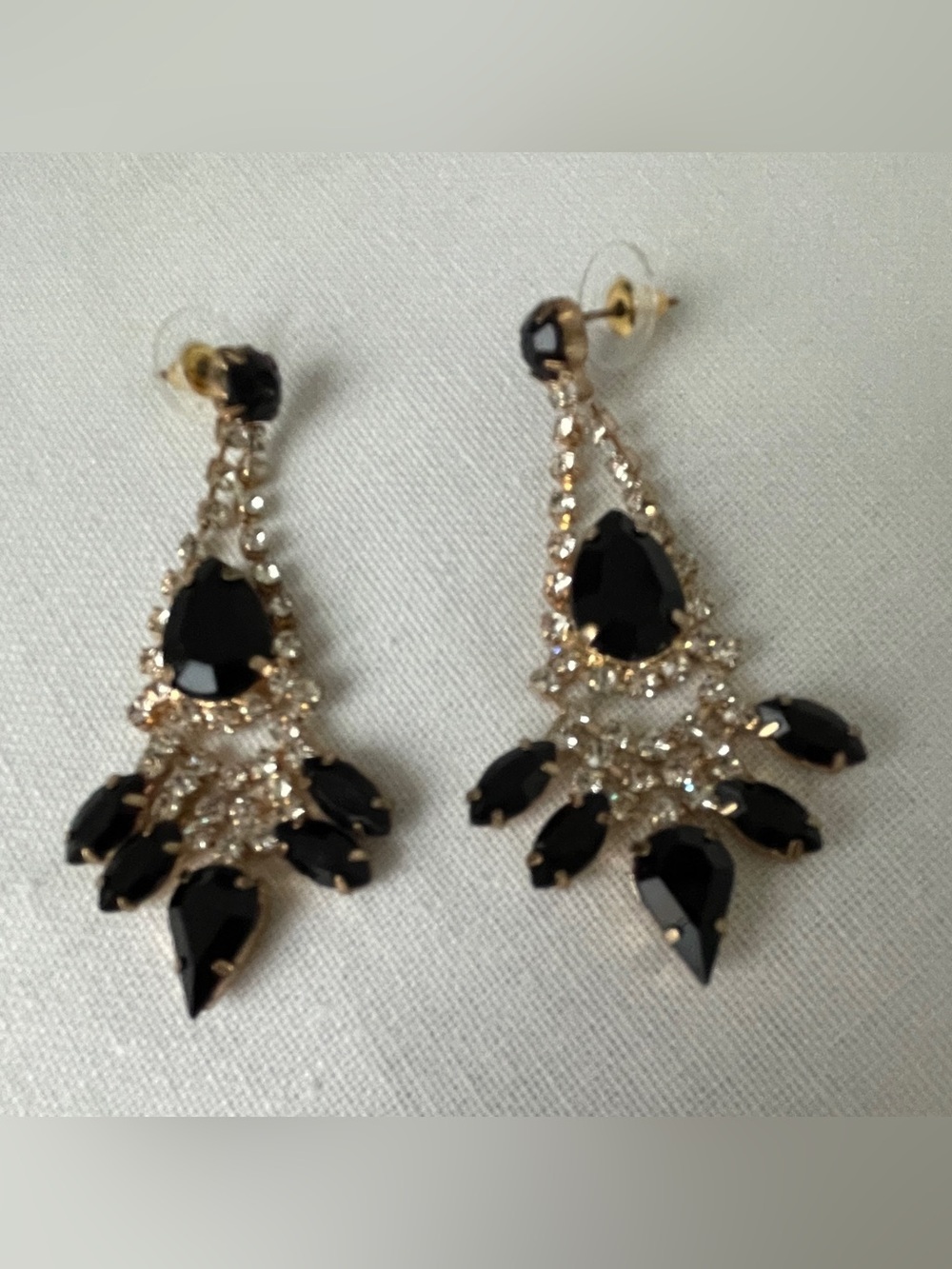 J. Crew Black Teardrop Crystal Dangle Earrings